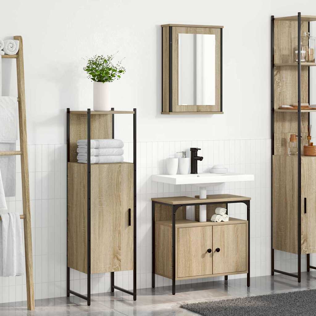 Set di mobili per il bagno 3 pcs Marrone Legno multistrato | homemem39