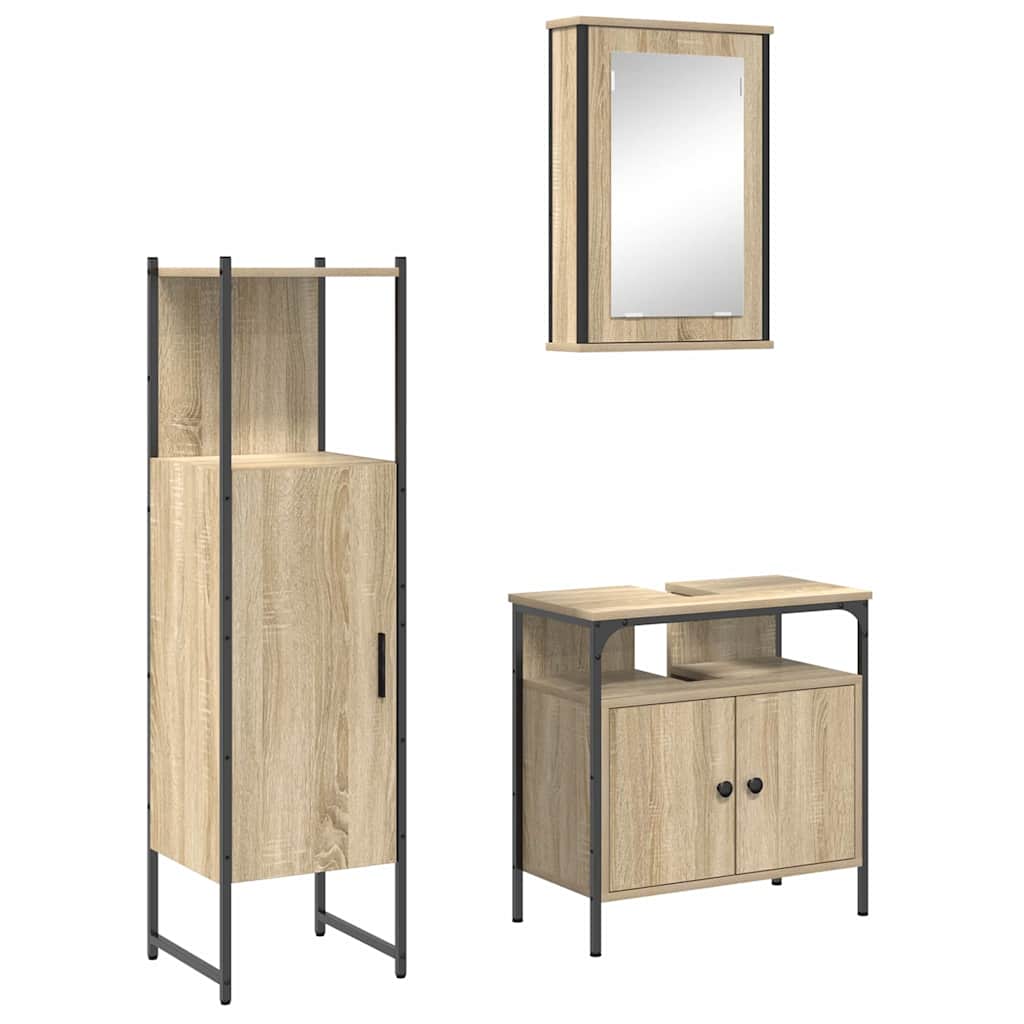 Set di mobili per il bagno 3 pcs Marrone Legno multistrato