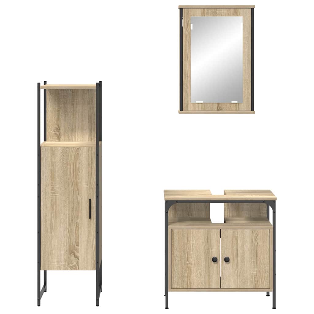 Set di mobili per il bagno 3 pcs Marrone Legno multistrato | homemem39