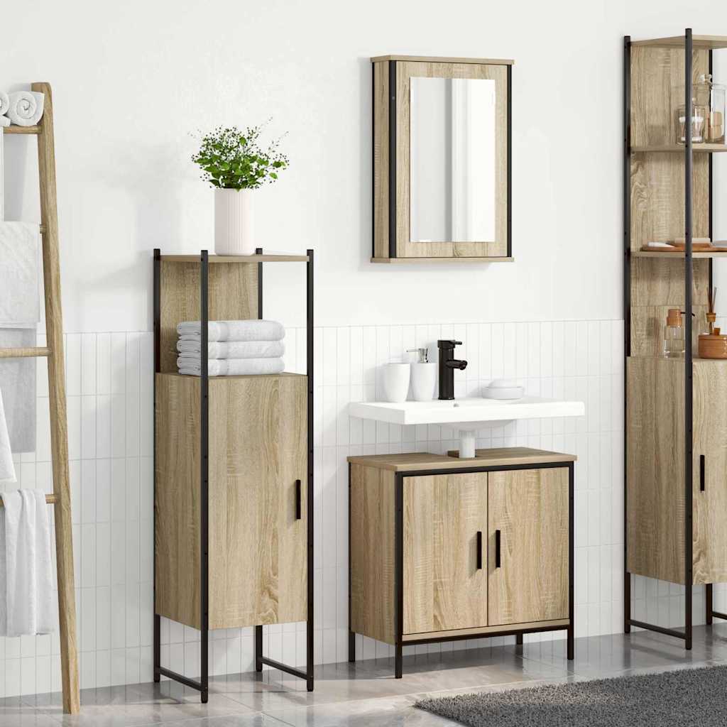 Set di mobili per il bagno 3 pcs Marrone Legno multistrato | homemem39