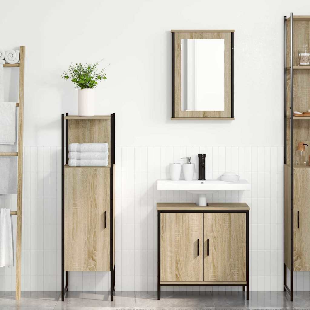 Set di mobili per il bagno 3 pcs Marrone Legno multistrato | homemem39