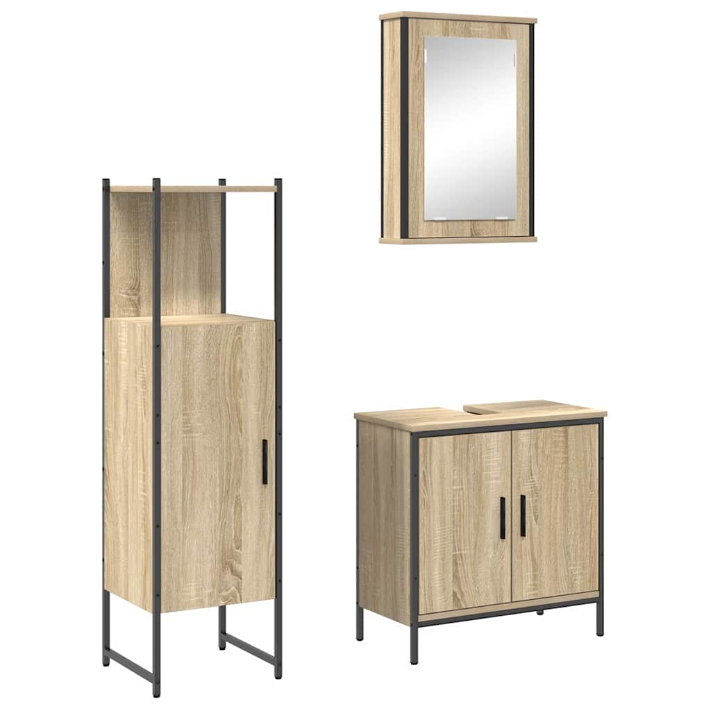 Set di mobili per il bagno 3 pcs Marrone Legno multistrato | homemem39