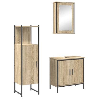 Set di mobili per il bagno 3 pcs Marrone Legno multistrato