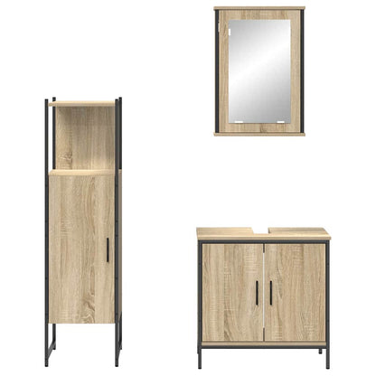 Set di mobili per il bagno 3 pcs Marrone Legno multistrato