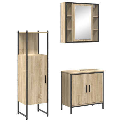 Set di mobili per il bagno 3 pcs Marrone Legno multistrato | homemem39