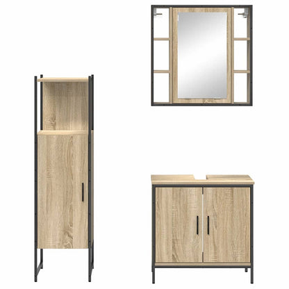 Set di mobili per il bagno 3 pcs Marrone Legno multistrato