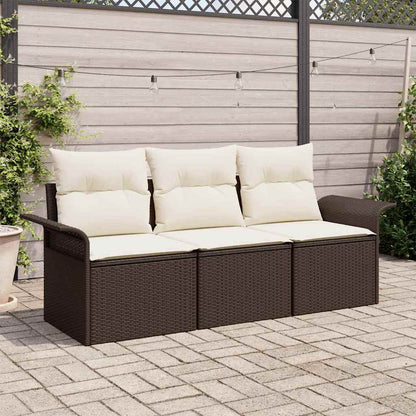 Set di divani con cuscino 3 pcs Marrone e Crema polyrattan | homemem39