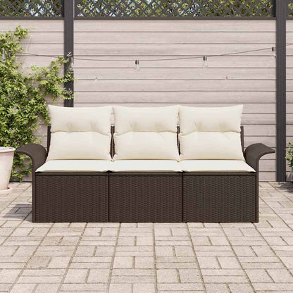 Set di divani con cuscino 3 pcs Marrone e Crema polyrattan | homemem39
