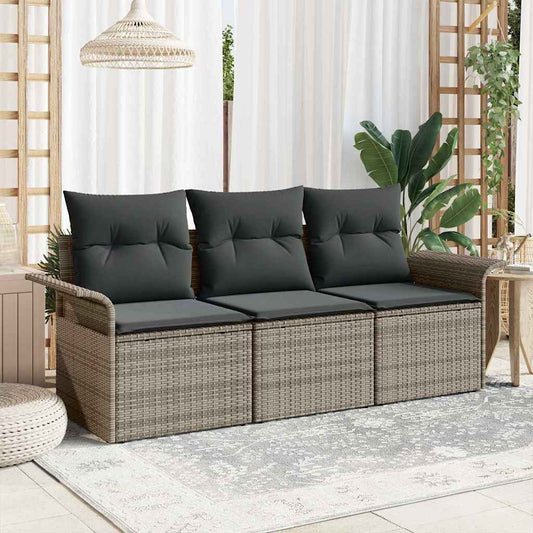 Set di divani 3 pz 3-Numero di posti Grigio polyrattan