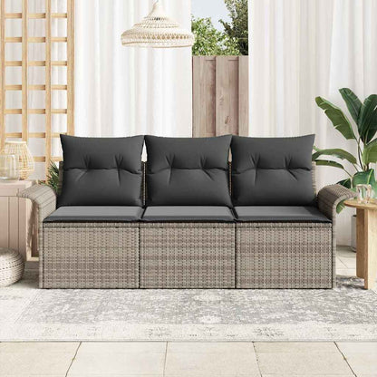 Set di divani con cuscino 3 pcs Grigio polyrattan | homemem39