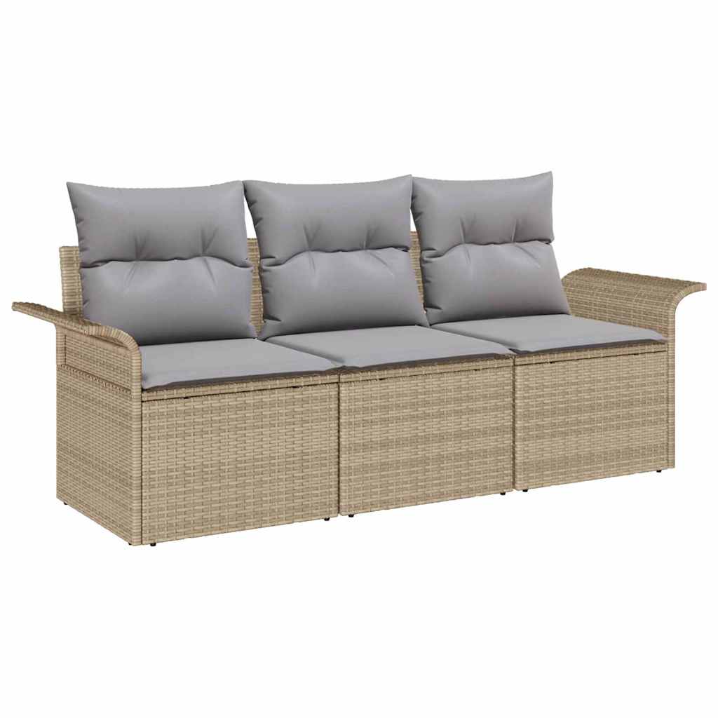 Set di divani con cuscino 3 pcs Beige e grigio polyrattan | homemem39