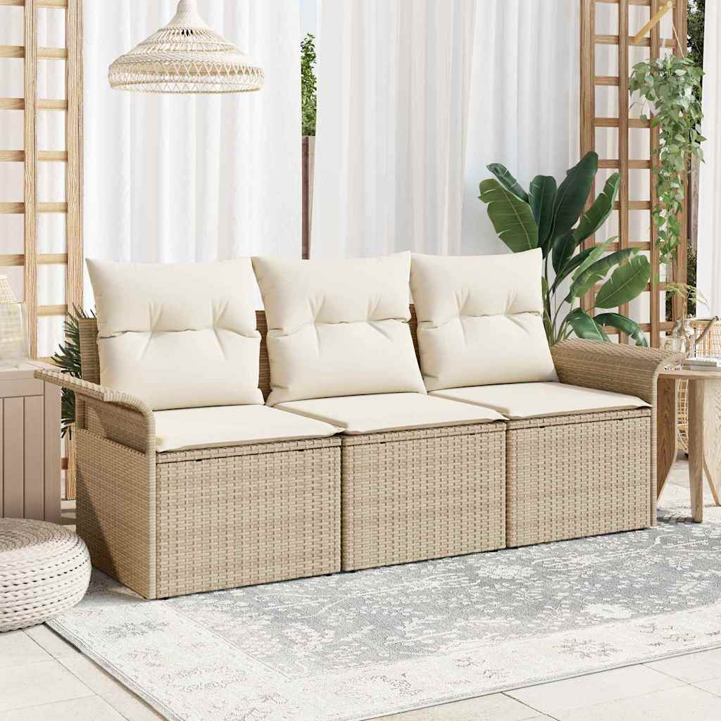 Set di divani 3 pz 3-Numero di posti Beige e Crema polyrattan | homemem39