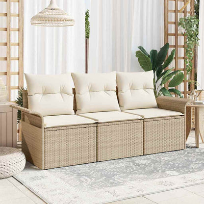 Set di divani 3 pz 3-Numero di posti Beige e Crema polyrattan | homemem39