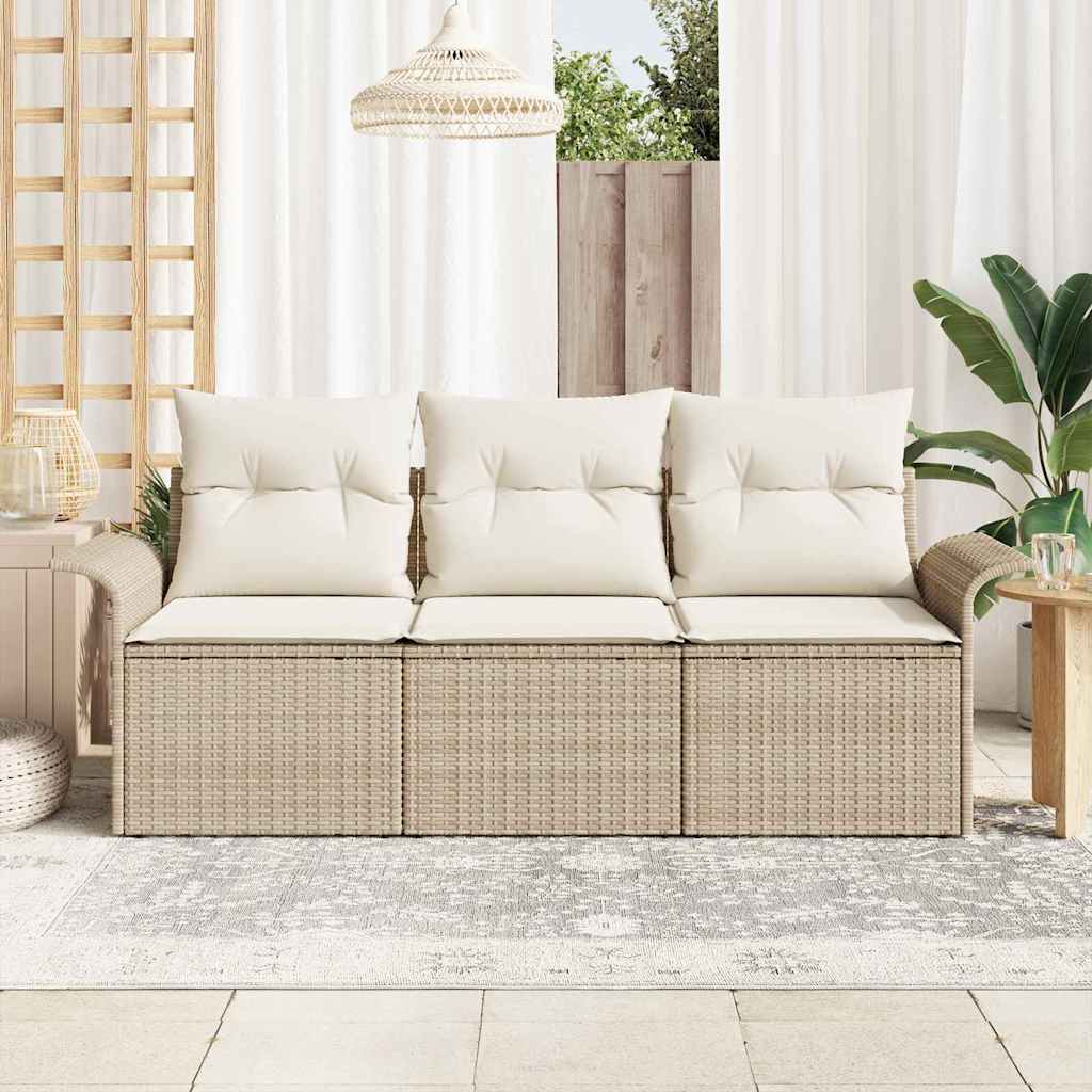 Set di divani 3 pz 3-Numero di posti Beige e Crema polyrattan | homemem39