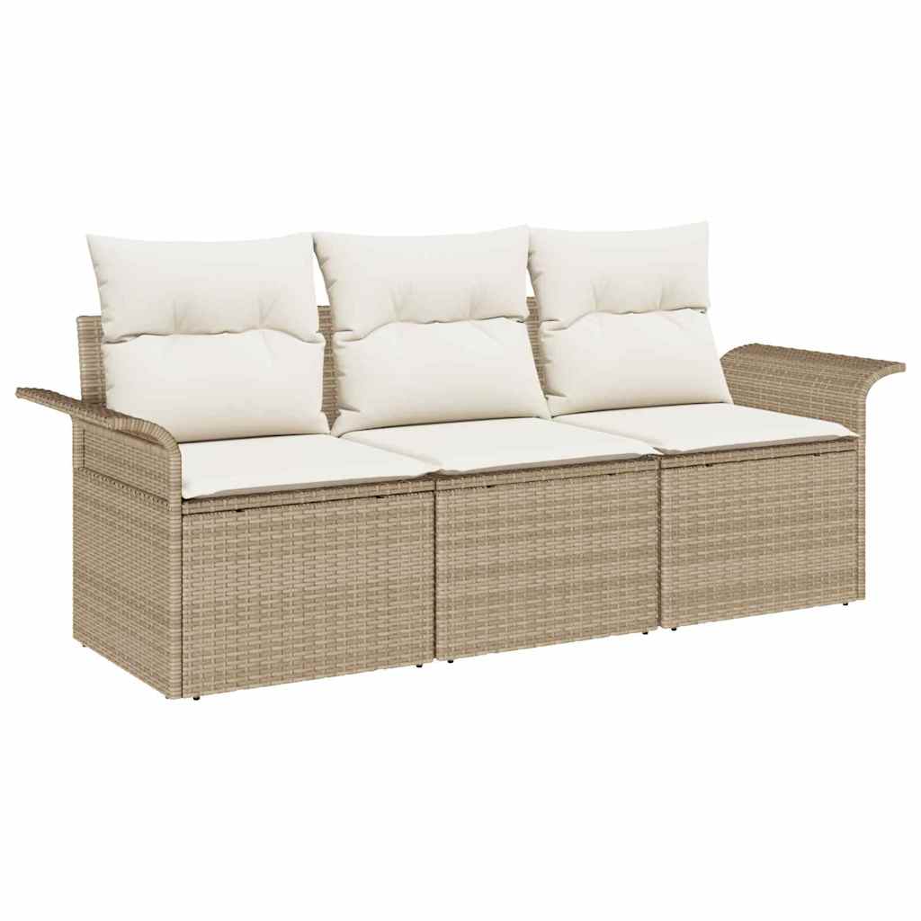 Set di divani 3 pz 3-Numero di posti Beige e Crema polyrattan | homemem39