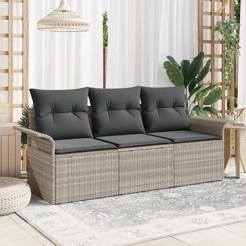 Set di divani con cuscino 3 pcs Grigio polyrattan | homemem39