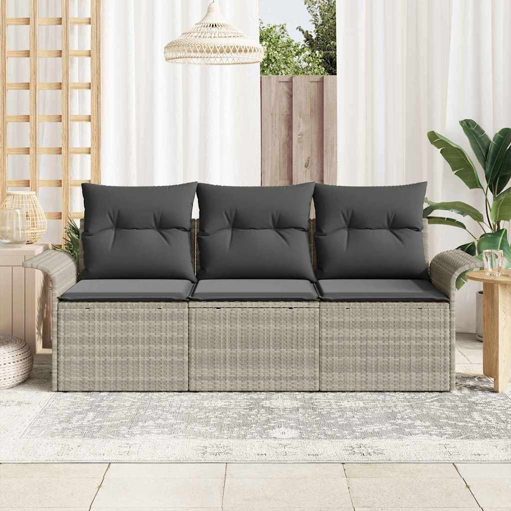 Set di divani con cuscino 3 pcs Grigio polyrattan | homemem39