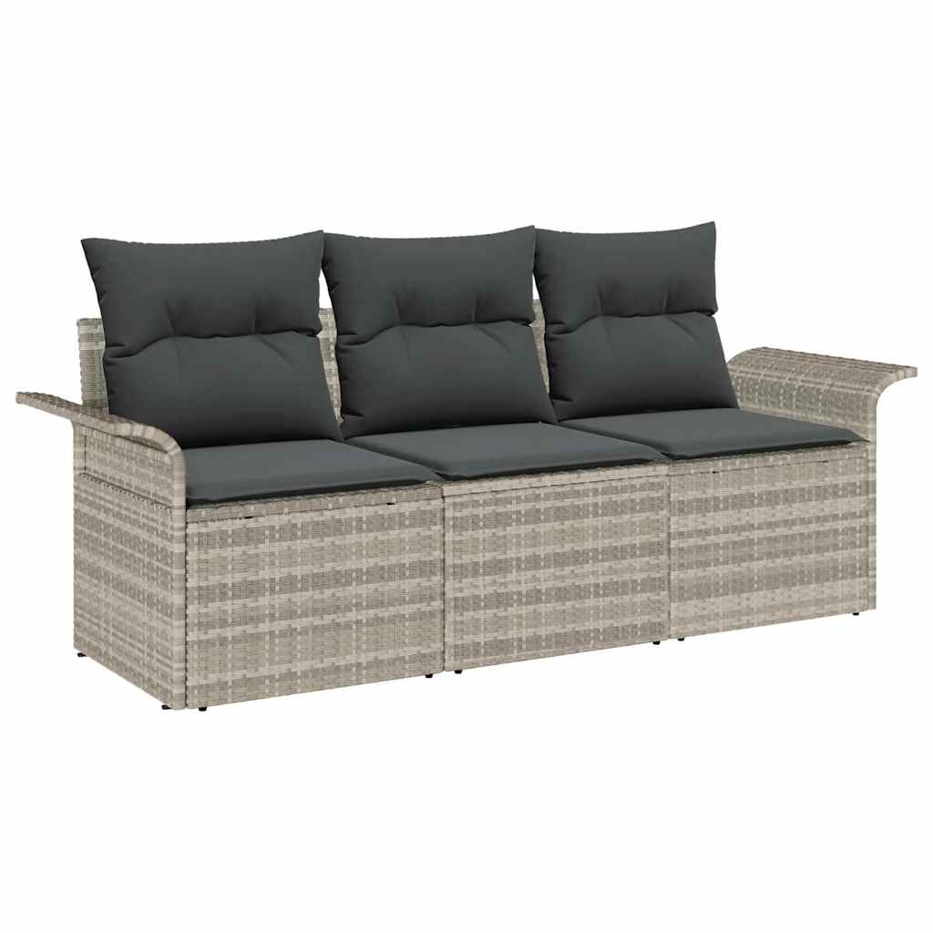 Set di divani con cuscino 3 pcs Grigio polyrattan | homemem39