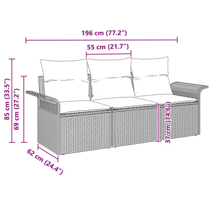 Set di divani con cuscino 3 pcs Nero e Blu polyrattan | homemem39