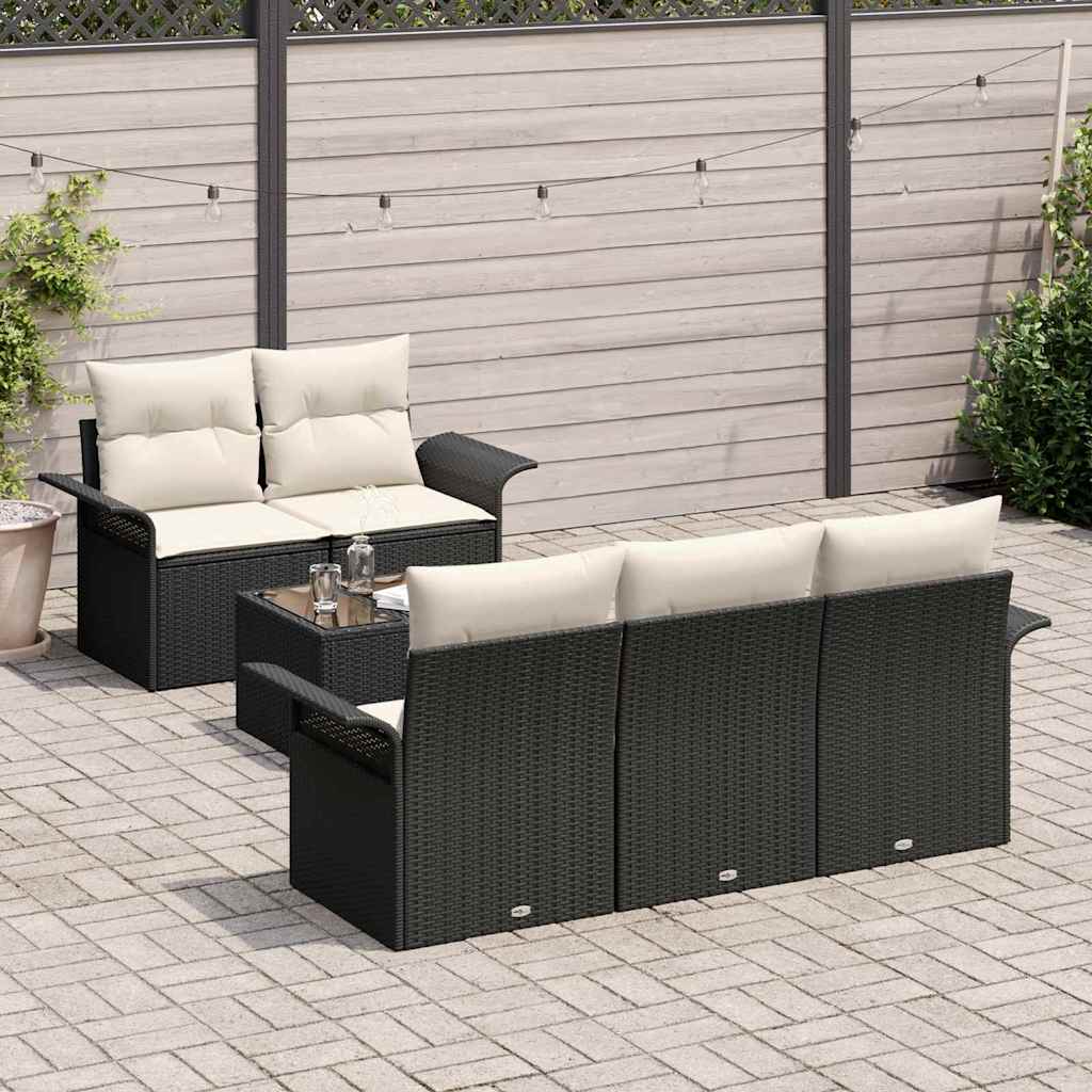 Set di divani con cuscino 6 pcs Nero polyrattan | homemem39