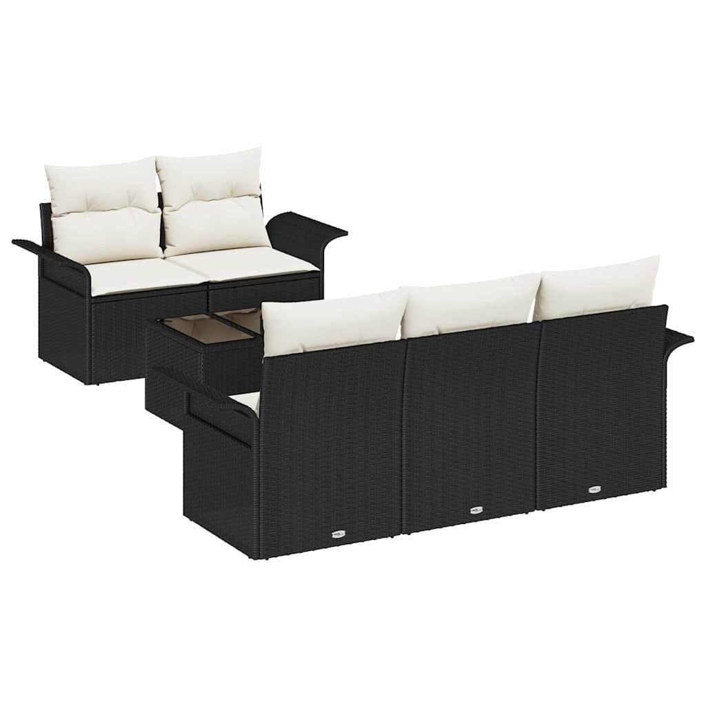 Set di divani con cuscino 6 pcs Nero polyrattan | homemem39