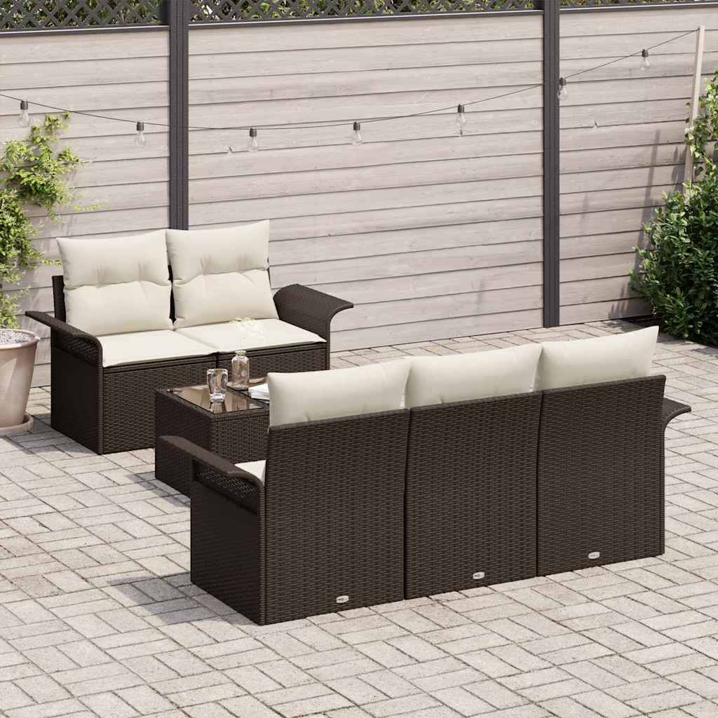Set di divani con cuscino 6 pcs Marrone polyrattan | homemem39