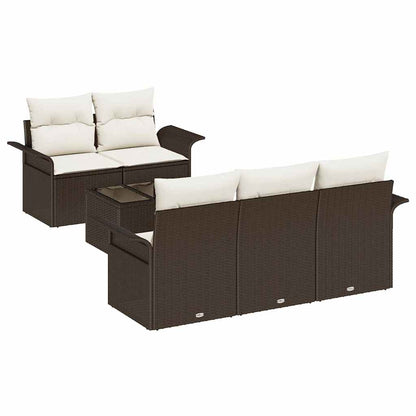 Set di divani con cuscino 6 pcs Marrone polyrattan | homemem39