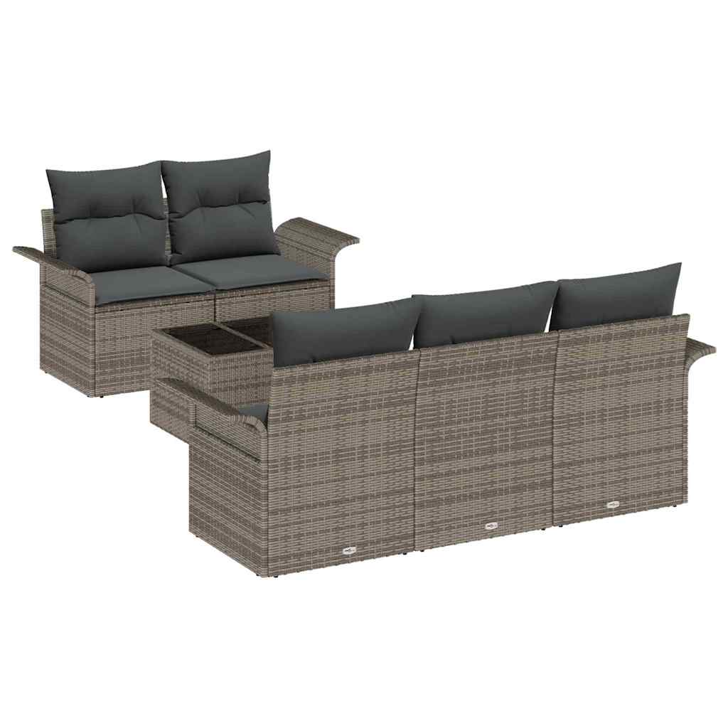 Set di divani con cuscino 6 pcs Grigio polyrattan | homemem39