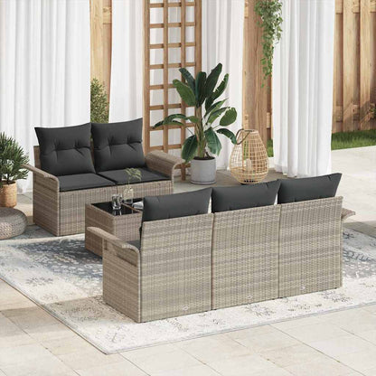 Set di divani con cuscino 6 pcs Grigio chiaro polyrattan | homemem39