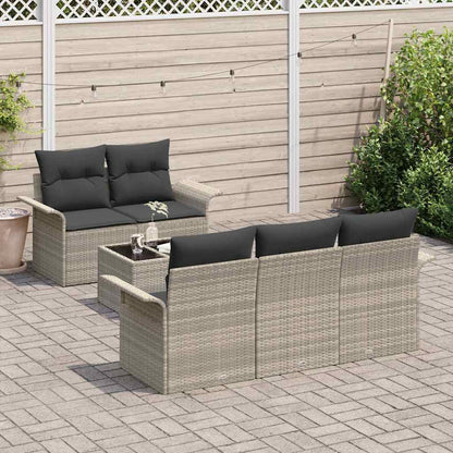 Set di divani con cuscino 6 pcs Grigio chiaro polyrattan | homemem39