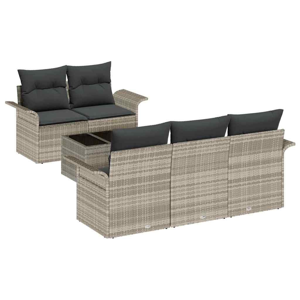 Set di divani con cuscino 6 pcs Grigio chiaro polyrattan | homemem39