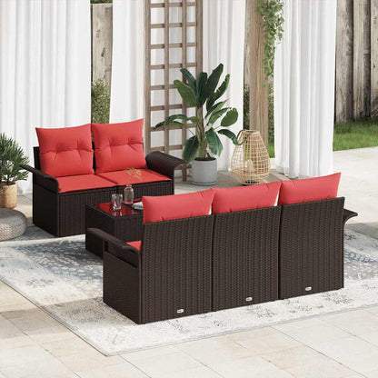 Set Divano da Giardino con cuscino 6 pcs Marrone polyrattan | homemem39