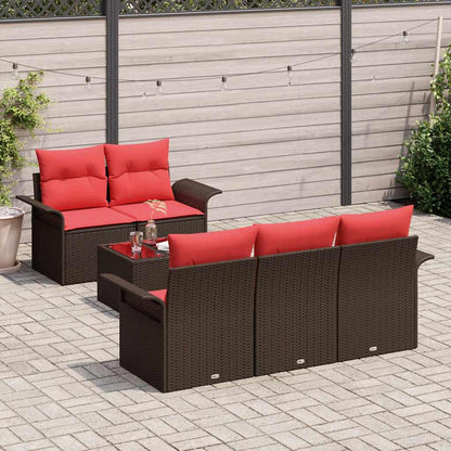 Set Divano da Giardino con cuscino 6 pcs Marrone polyrattan | homemem39