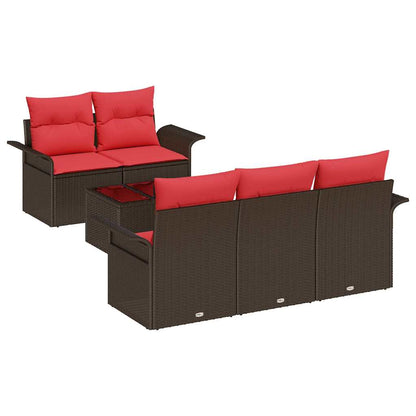 Set Divano da Giardino con cuscino 6 pcs Marrone polyrattan | homemem39