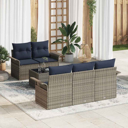 Set Divano da Giardino con cuscino 6 pcs Grigio polyrattan | homemem39