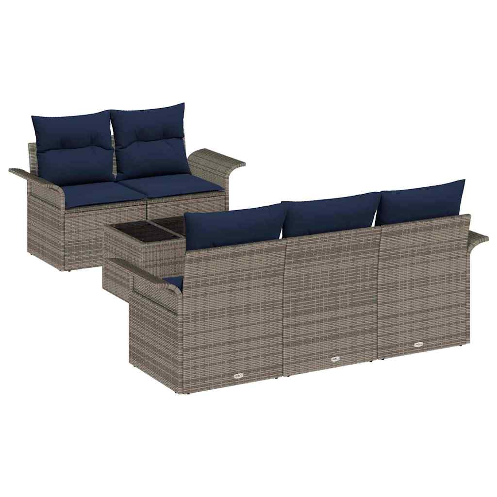 Set Divano da Giardino con cuscino 6 pcs Grigio polyrattan | homemem39