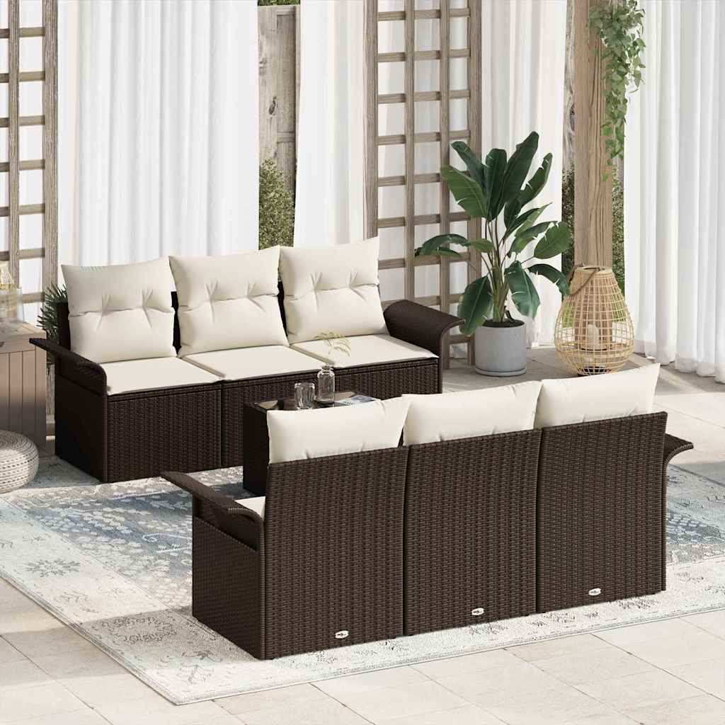 Set Divano da Giardino con cuscino 7 pcs Marrone polyrattan | homemem39