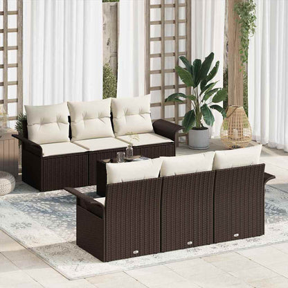 Set Divano da Giardino con cuscino 7 pcs Marrone polyrattan | homemem39
