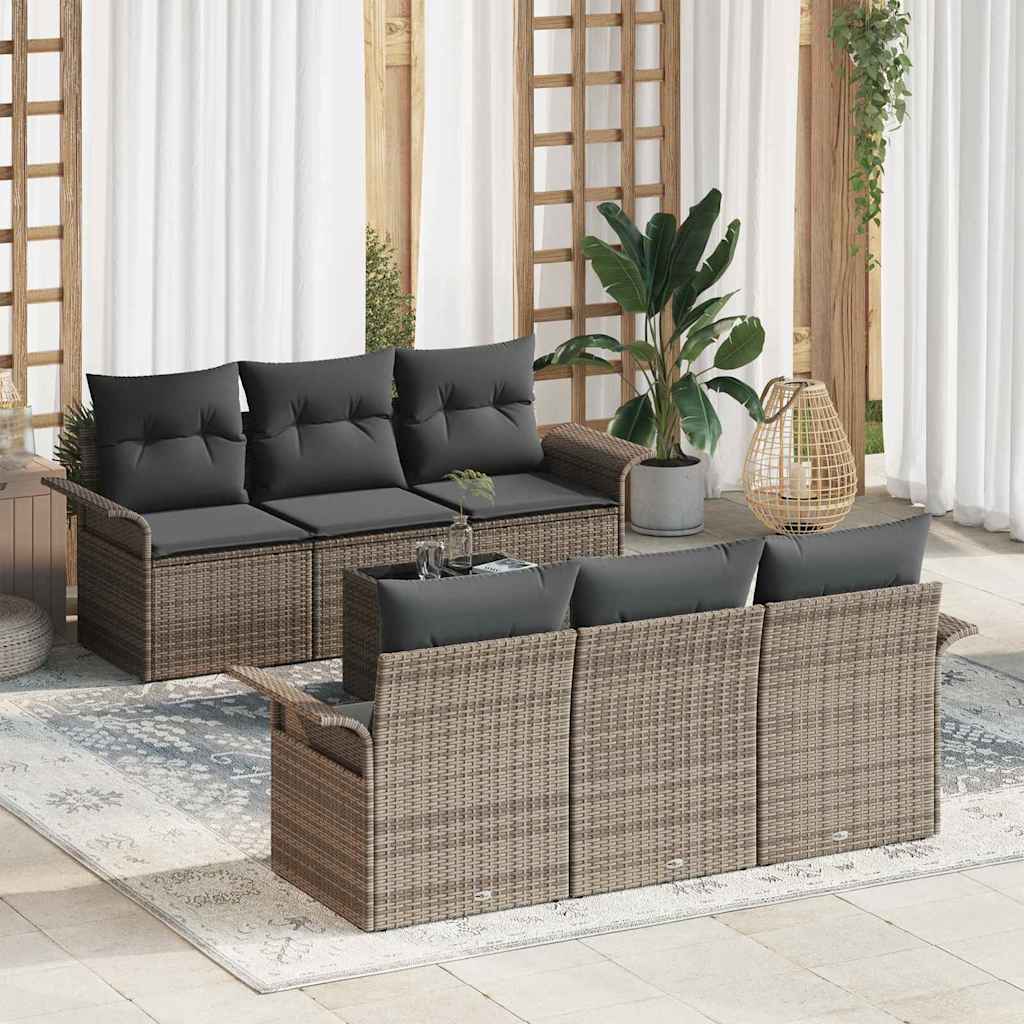Set Divano da Giardino con cuscino 7 pcs Grigio polyrattan | homemem39