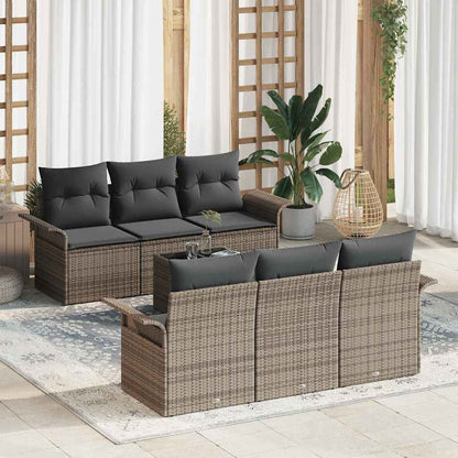 Set Divano da Giardino con cuscino 7 pcs Grigio polyrattan | homemem39