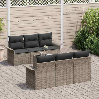 Set Divano da Giardino con cuscino 7 pcs Grigio polyrattan | homemem39