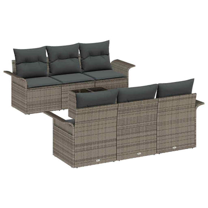 Set Divano da Giardino con cuscino 7 pcs Grigio polyrattan | homemem39