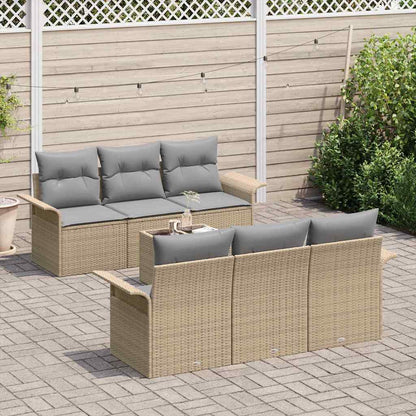 Set Divano da Giardino con cuscino 7 pcs Beige polyrattan | homemem39