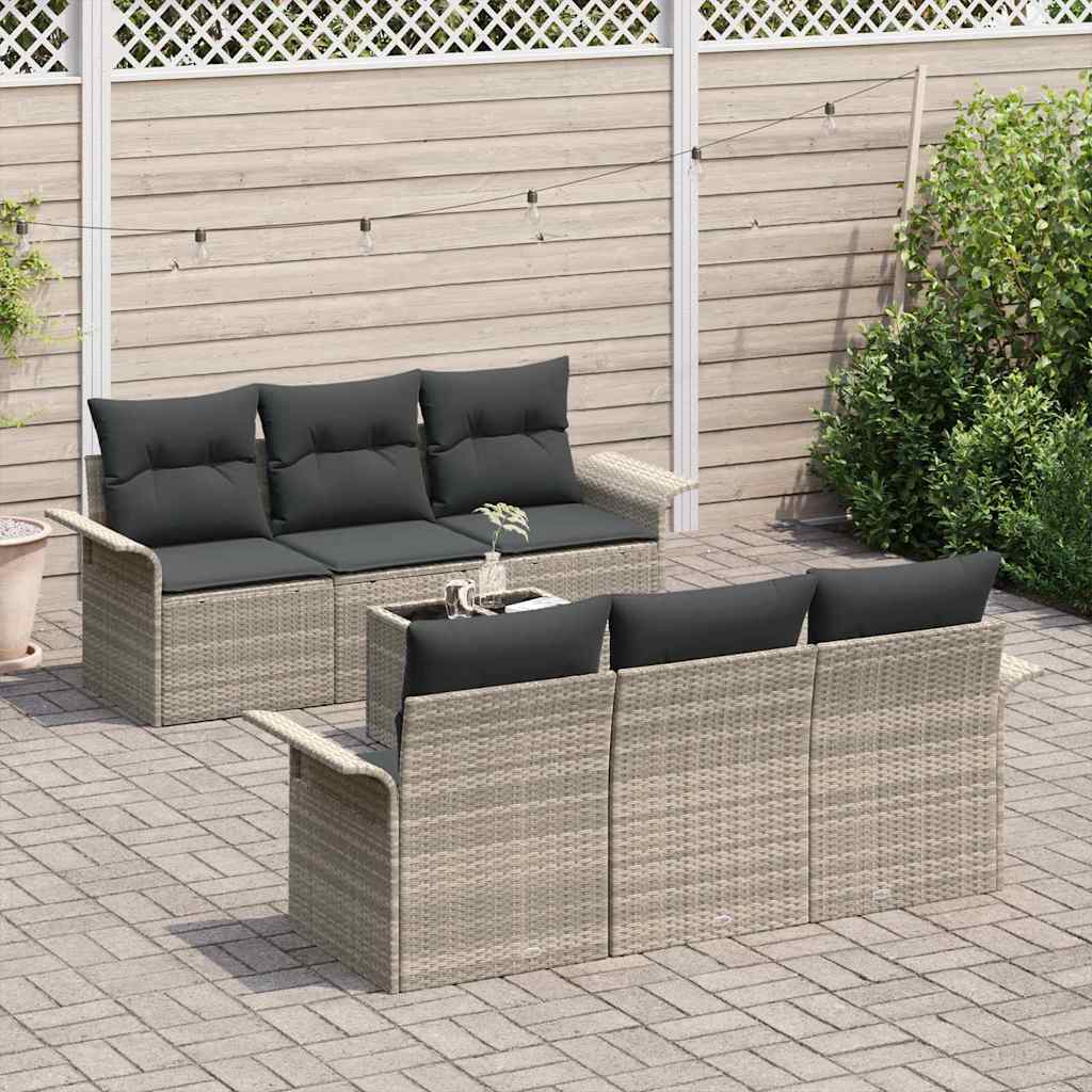 Set Divano da Giardino 7 pcs Grigio chiaro polyrattan | homemem39