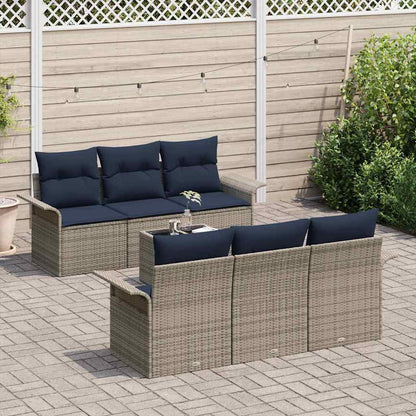 Set Divano da Giardino con cuscino 7 pcs Grigio polyrattan | homemem39