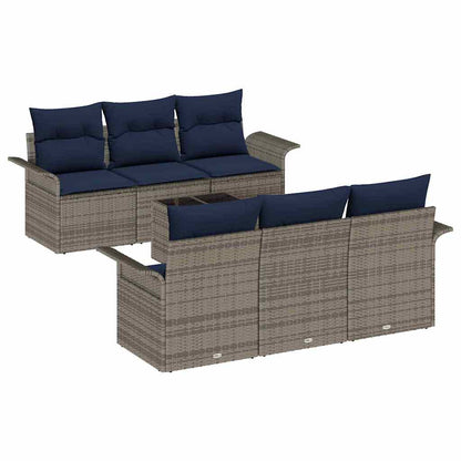 Set Divano da Giardino con cuscino 7 pcs Grigio polyrattan | homemem39