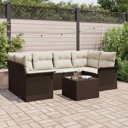 Set Divano da Giardino con cuscino 7 pcs Marrone polyrattan | homemem39