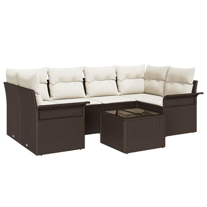 Set Divano da Giardino con cuscino 7 pcs Marrone polyrattan | homemem39