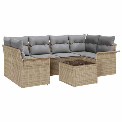 Set Divano da Giardino 7 pcs Beige Poly Rattan | homemem39