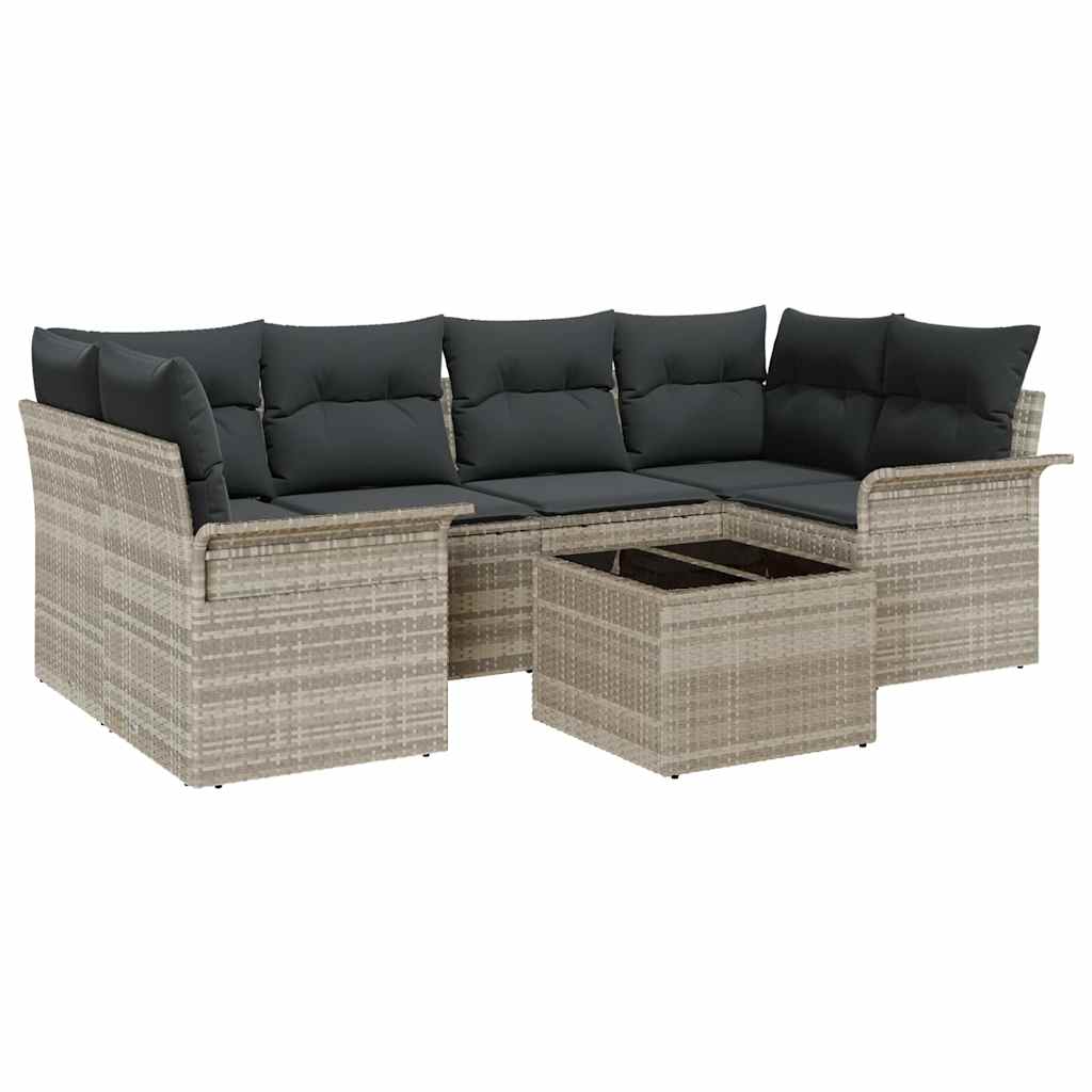 Set Divano da Giardino 7 pcs Grigio chiaro polyrattan | homemem39
